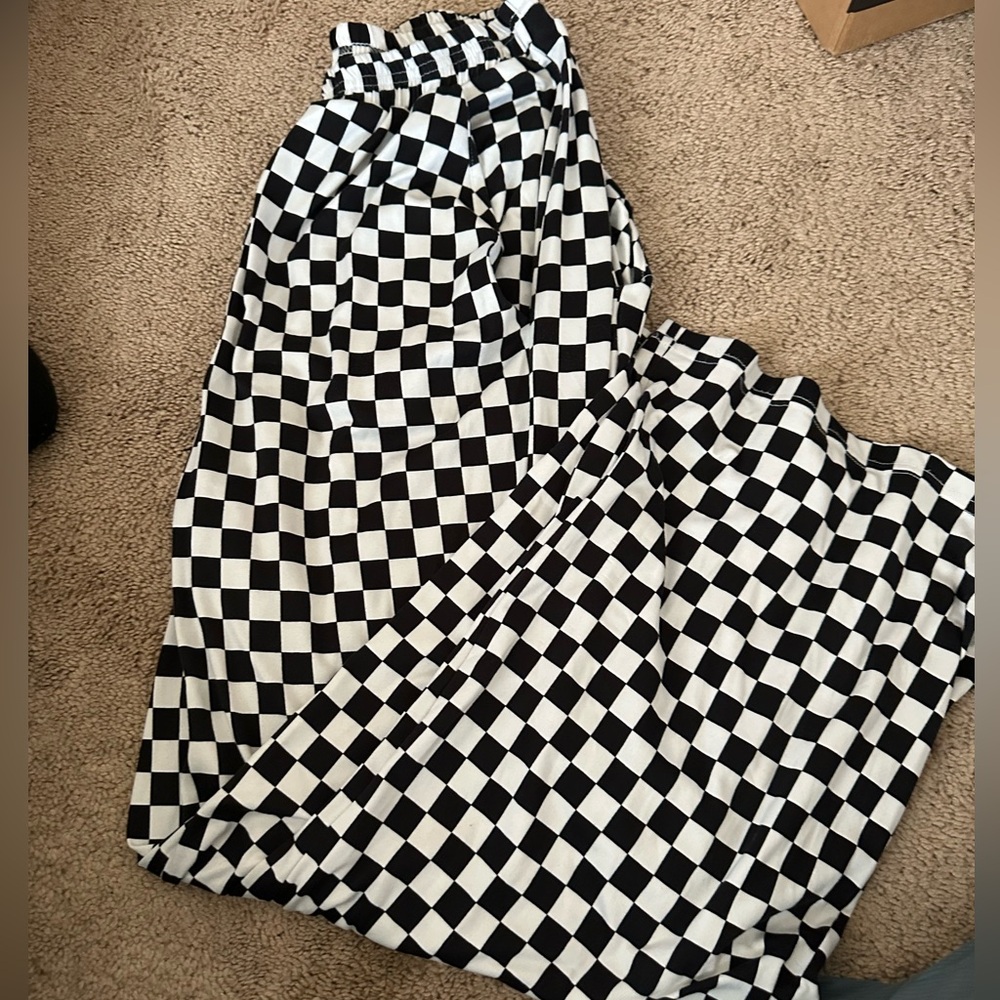 Black & White Checkerboard Straight Leg Pants